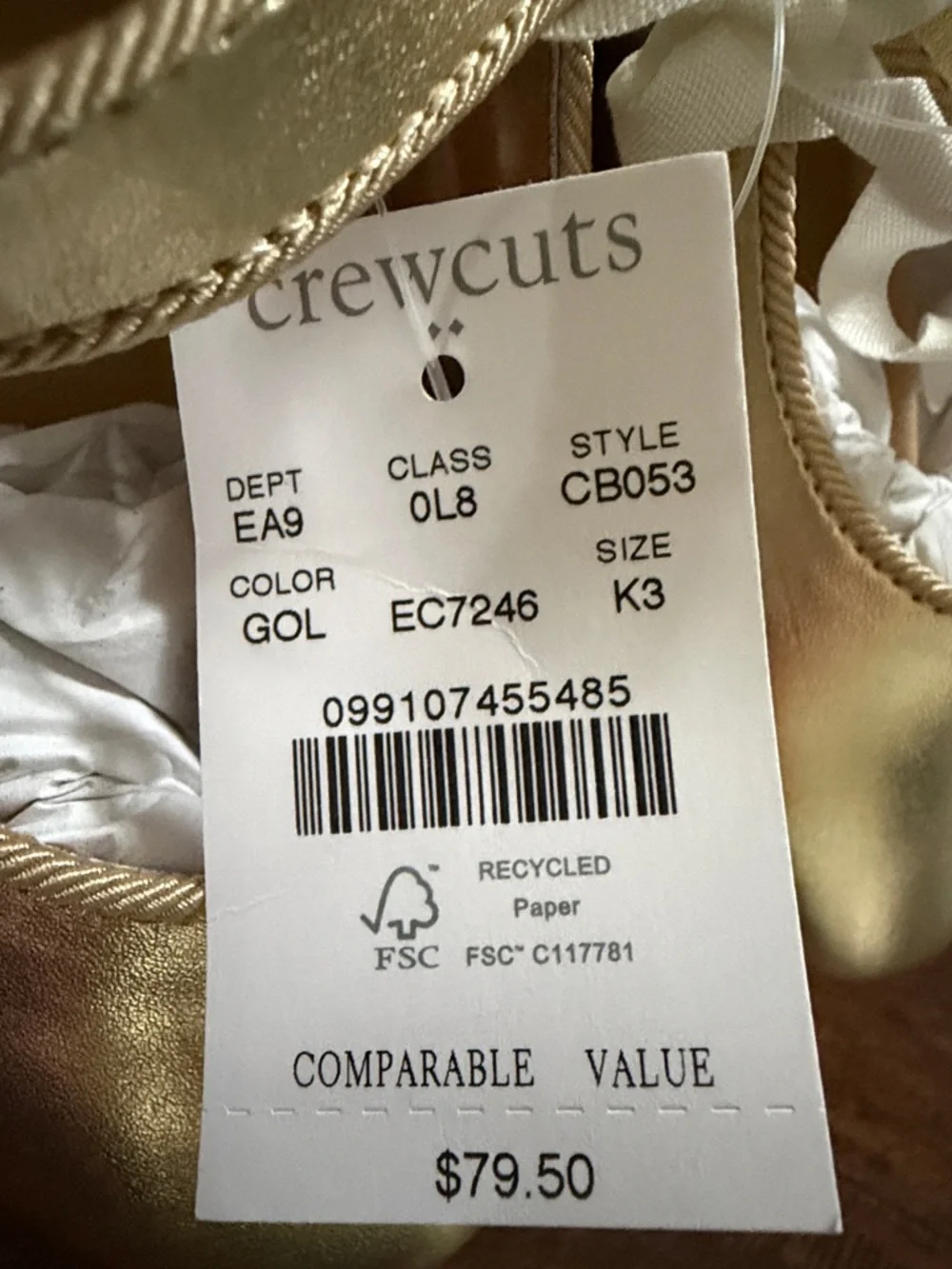 Crewcuts Girls' metallic low-heel Mary Janes in Gold size 3
